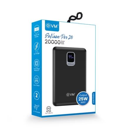 EVM EnNano Pro 20000 mAh Power Bank, Black, EVM-P0404