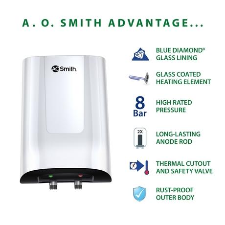 A. O. Smith 3 litres Instant Water Heater with Blue Diamond Glass Lined Tank, MiniBot SZS-3 (3 KW)-3