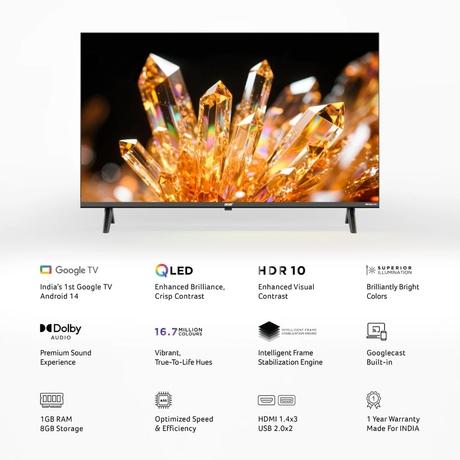 Acer 80.01 cm (32 inch) Ultra V Series HD Smart QLED Google TV with Android 14 (Black), AR32QDVGU2841BD-3