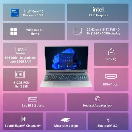 Acer AL15-53 UN.34ESI.02E Standard Laptop (Intel C3 100U/8 GB/512 GB/Intel UHD Graphics/Windows 11 Home/Full HD), 39.6 cm - 15.6 inch, Grey-7