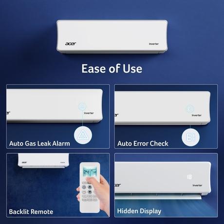 Acer 1.5 Ton 5 Star Smart Split AC (Copper, 5 in 1 Convertible, Anti-Bacterial PM 1.0 Filter, Cools at 55 degree Celsius Temp, 10 Mtrs Long Air Throw, 2025 Model), AR15AS5IS1HLE25-2