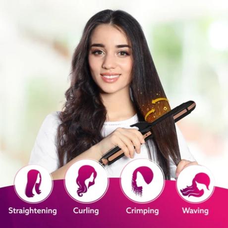 Agaro HS1719 4 in 1 Hair Straightener, Black & Rose Gold-1
