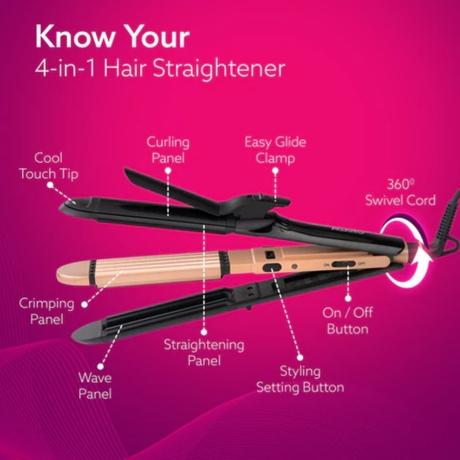 Agaro HS1719 4 in 1 Hair Straightener, Black & Rose Gold-4