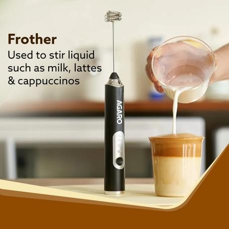 Agaro STS Royal Rechargeable Milk Frother, 3 Speed Electric Coffee Frother, Stainless Steel Whisk, Stand Design for Milk and Cream-2