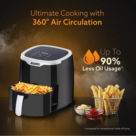 Agaro Galaxy Digital Air Fryer 4.5 L 1400 W, 7 Preset Programs, Touch Display, 360 degree Air Circulation, Bake Roast Toast Reheat-3