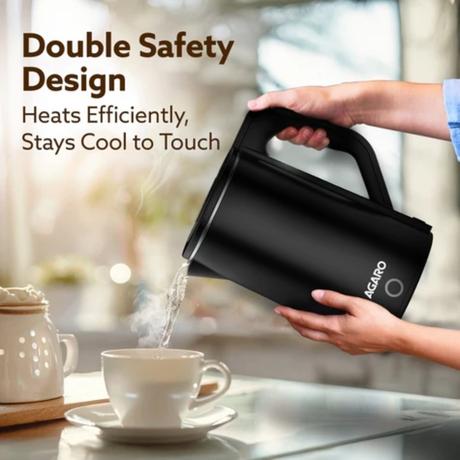 Agaro Elegant Electric Kettle 1.8 L 1500 W Stainless Steel, Large Capacity Fast Boil Water Heater, Double Layer Body, Auto Shut Off Tea and Coffee Kettle-2