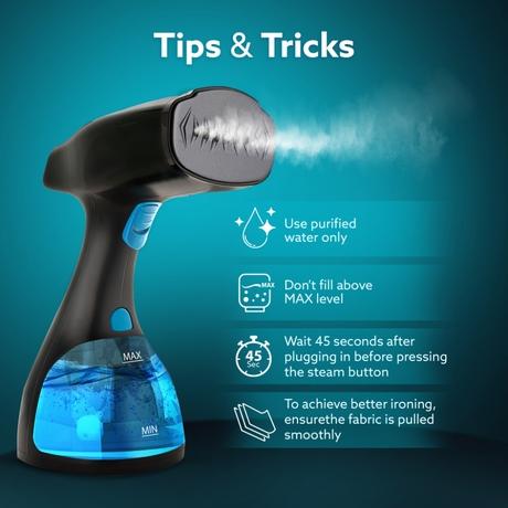 Agaro Signify 1500 Watts Handheld Garment Steamer, Green, Black & Blue-3