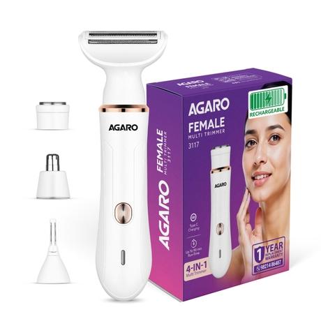 Agaro Female Multi Trimmer / Facial Hair Removal Machine 3117, White-0