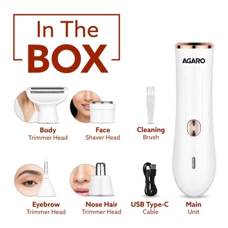 Agaro Female Multi Trimmer / Facial Hair Removal Machine 3117, White-6