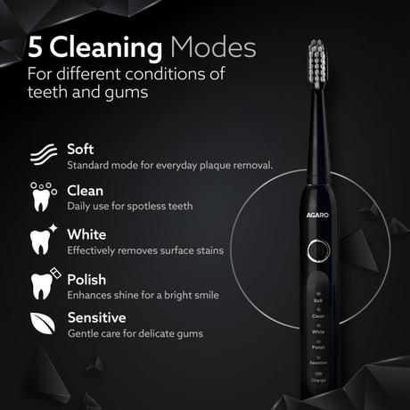 Agaro Cosmic Advance Sonic Electric Tooth Brush, Black-2