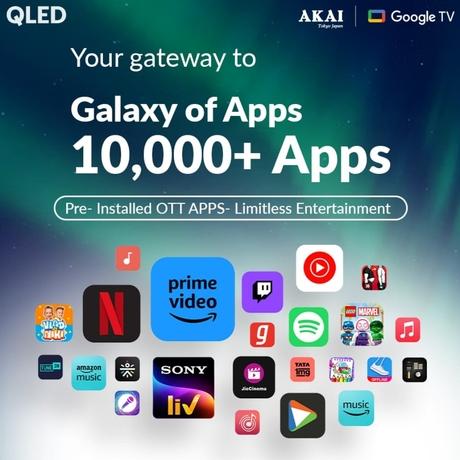 AKAI 109 cm (43 Inch) Bezel-Less 4K UHD Smart QLED Google TV, AL43GQU-SFWS-10
