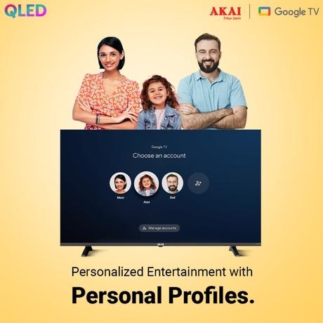 AKAI 109 cm (43 Inch) Bezel-Less 4K UHD Smart QLED Google TV, AL43GQU-SFWS-12