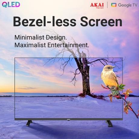 AKAI 109 cm (43 Inch) Bezel-Less 4K UHD Smart QLED Google TV, AL43GQU-SFWS-8