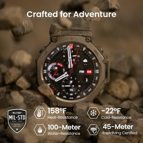 Amazfit T-Rex 3 Outdoor Rugged Military 48 mm Smart Watch Built in GPS, 2000 Nits Brightness, 27 Days Battery Life, Offline Maps, 10 ATM, AI Coach, for iOS & Android (Onyx)-4