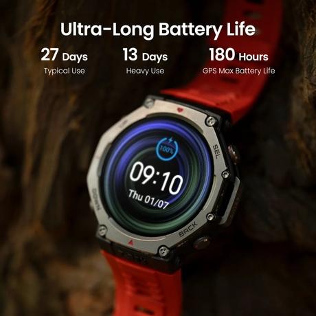 Amazfit T-Rex 3 Outdoor Rugged Military 48 mm Smart Watch Built in GPS, 2000 Nits Brightness, 27 Days Battery Life, Offline Maps, 10 ATM, AI Coach, for iOS & Android (Onyx)-6