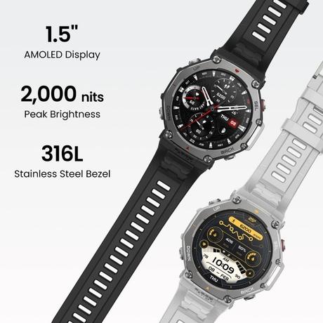 Amazfit T-Rex 3 Outdoor Rugged Military 48 mm Smart Watch Built in GPS, 2000 Nits Brightness, 27 Days Battery Life, Offline Maps, 10 ATM, AI Coach, for iOS & Android (Onyx)-7