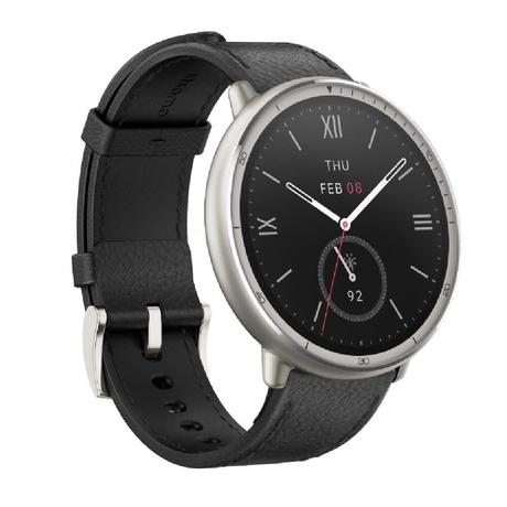 Amazfit Active 2 Premium 44 mm Smart Watch, 10 day Battery, Sapphire Glass Display, Free Silicon Strap, Built in GPS, 5 ATM, iOS & Android, 2000 Nits, 160+ Sports Mode, Black Leather-1