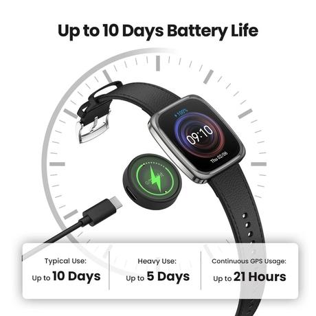 Amazfit Active 2 Square (Smartchoice), 2000 Nits Bright AMOLED Display, 10 Day Battery, Built in GPS, 5 ATM Water Resistant, Android & iPhone, Accurate Readings, BT Call, Sleep Monitor, Black Leather-1