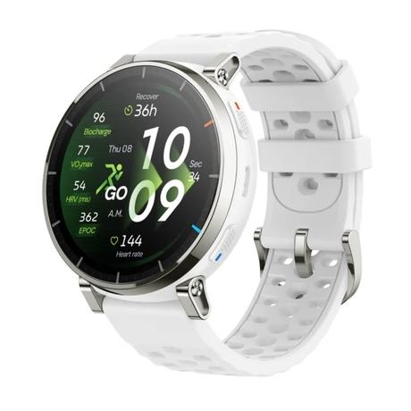 Amazfit Active 3 Premium (Smartchoice) GPS Running Smart Watch, 3.35 cm (1.32 inch) AMOLED Sapphire Display, 12-Day Battery, 5 ATM, 4 GB Storage, Offline Maps, 170+Workout Modes, Fitness Tracker, Android & iOS, Aero White-0