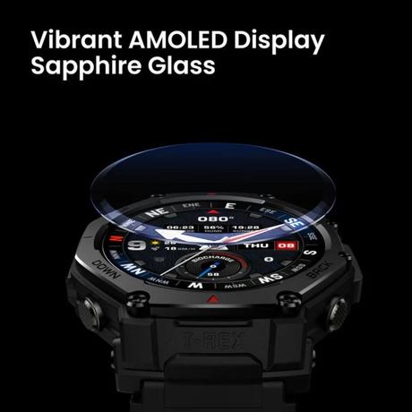 Amazfit T-Rex 3 Pro Outdoor Smart Watch 44 mm Sapphire AMOLED Display with Flashlight, 10 ATM, Dual Band GPS, Offline Maps, 25 Days Battery, 180+ Sports Mode for Android & iPhone, Tactical Black-7
