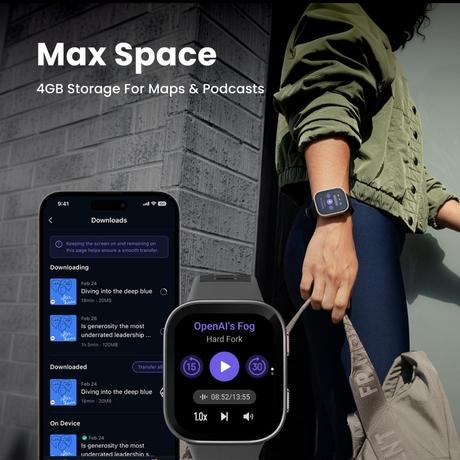 Amazfit Bip Max 50 mm Smartwatch, 5.25 cm (2.07 inch) AMOLED Display, 20 Days of Battery, GPS, 4 GB Storage, Offline Maps, Hybrid Training, Fitness Tracker, 150+ Sports, HYROX Mode, 5 ATM for Android & iPhone, Black-3