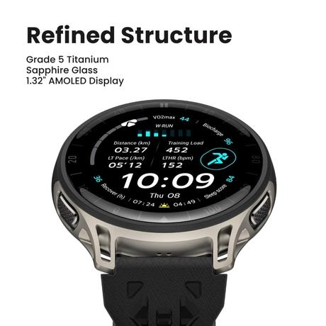 Amazfit Cheetah 2 Pro 48 mm GPS Running Smartwatch, 3.35 cm (1.32 inch) AMOLED Display, Sapphire Glass, Ti Case, 20 Days of Battery, 5 ATM, 32 GB Storage, Flashlight, Offline Maps, 170+ Sports for Android & iPhone-1