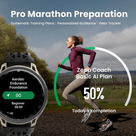 Amazfit Cheetah 2 Pro 48 mm GPS Running Smartwatch, 3.35 cm (1.32 inch) AMOLED Display, Sapphire Glass, Ti Case, 20 Days of Battery, 5 ATM, 32 GB Storage, Flashlight, Offline Maps, 170+ Sports for Android & iPhone-2