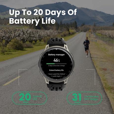 Amazfit Cheetah 2 Pro 48 mm GPS Running Smartwatch, 3.35 cm (1.32 inch) AMOLED Display, Sapphire Glass, Ti Case, 20 Days of Battery, 5 ATM, 32 GB Storage, Flashlight, Offline Maps, 170+ Sports for Android & iPhone-5