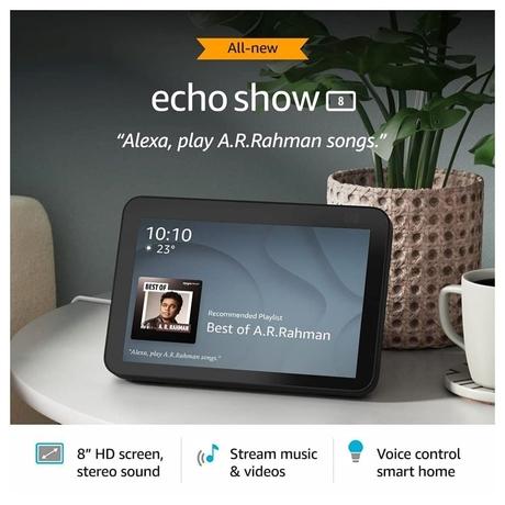 Amazon Echo Show 8 (2nd Gen) Smart Bluetooth Speaker with Alexa, Black-1