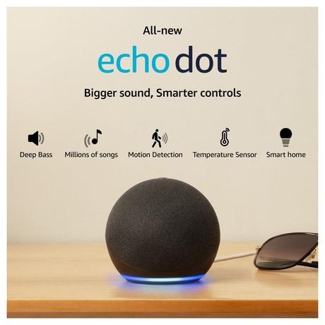 Amazon Echo Dot 5th Gen Smart Speaker 2023, Deep Bass, Motion Detection, Temperature Sensor, Mic Off Button, Black-2