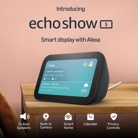 Amazon Echo Show 5 (Latest Model), Smart Display with Alexa (Charcoal)-1