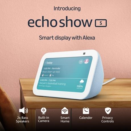 Amazon Echo Show 5 (Latest Model), Smart Display with Alexa (Cloud Blue)-1
