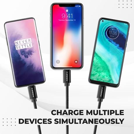 Ambrane Trio-11 3-in-1 Fast Charging 2.1A Unbreakable Braided Cable (Black)-3