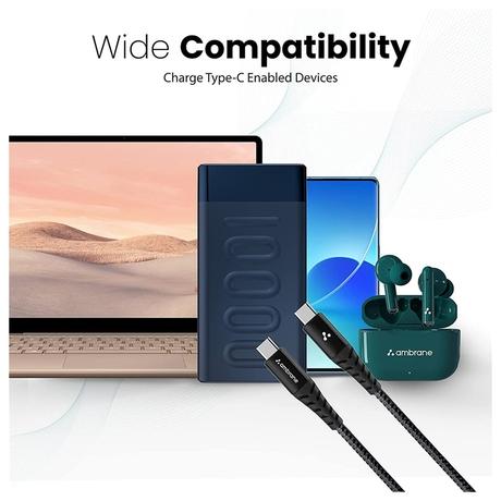 Ambrane ABCC-100 1.5M Type-C to Type-C Cable, Black-2