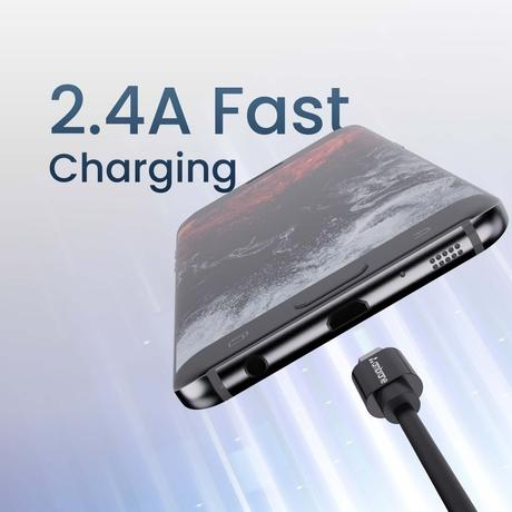 Ambrane ACM-R1A2 100 cm (1 m) Micro USB Cable, 2.4 A Boosted Speed, Ultra fast charging and data transfer, Tangle free & Convenient, Black-2