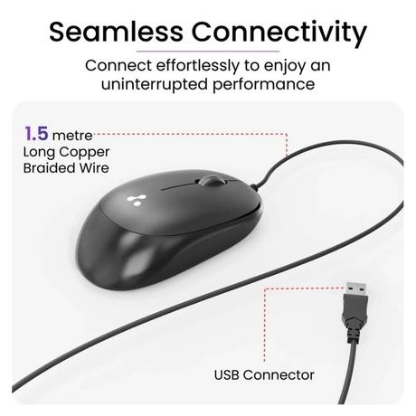 Ambrane SliQ-2 1600 DPI Wired Mouse, Black-2