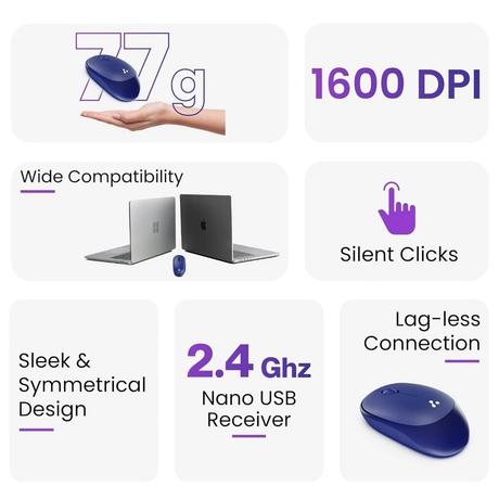 Ambrane SliQ-2 Wireless Mouse, Navy Blue-4