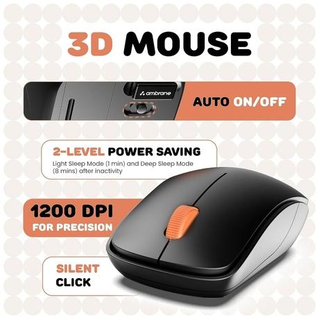 Ambrane KeyPop Wireless Keyboard & Mouse Combo, Black-3