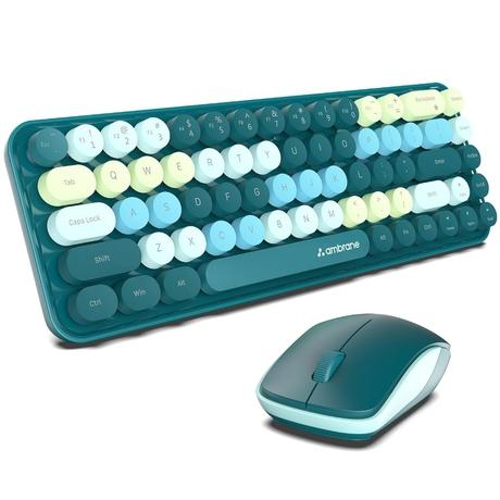 Ambrane KeyPop Wireless Keyboard & Mouse Combo, Mix Green-0