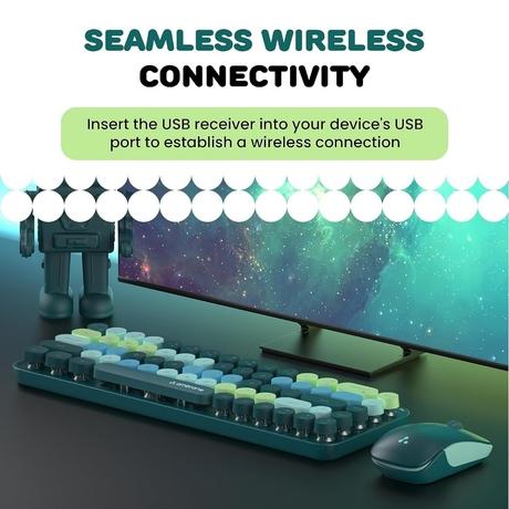 Ambrane KeyPop Wireless Keyboard & Mouse Combo, Mix Green-3