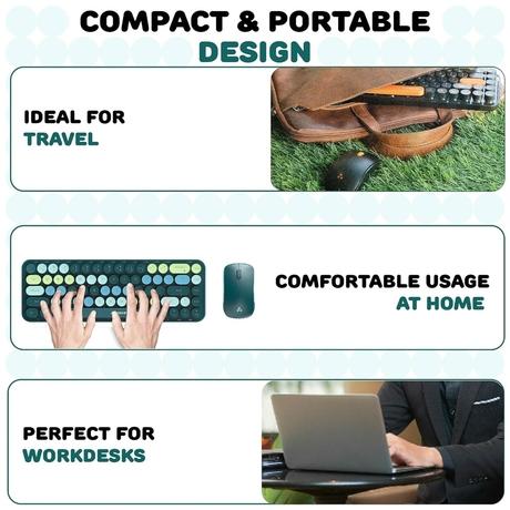 Ambrane KeyPop Wireless Keyboard & Mouse Combo, Mix Green-8