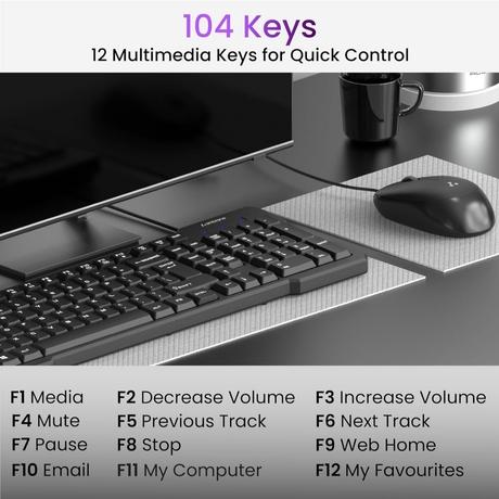 Ambrane KeyFlex Wired Keyboard and Mouse Combo, Black-1