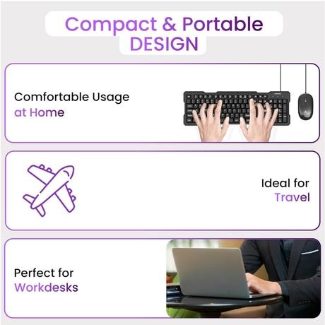 Ambrane KeyFlex Wired Keyboard and Mouse Combo, Black-7