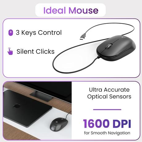 Ambrane KeyFlex Wired Keyboard and Mouse Combo, Black-8