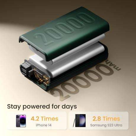 Ambrane Stylo 20K Fast Charging Power Bank, Green-2