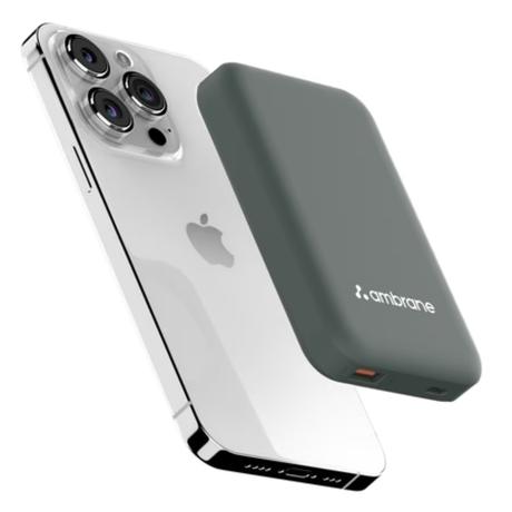 Ambrane AeroSync 10000 mAh MagSafe Power Bank 12, 22.5 W Wired Output, 15 W Wireless Charging, Strong Magnet, Dual Port USB & Type C, Multi-layer Chipset Protection, LED Indicator, Pocket Size, Cable Included, Black-1