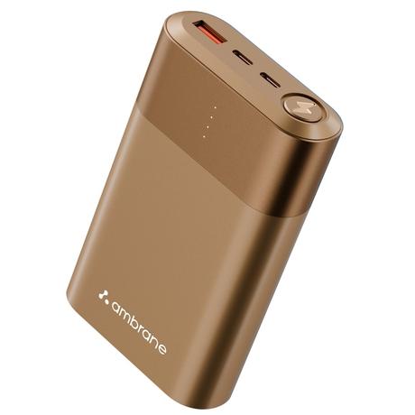 Ambrane Powerlit Duo 30 20000 mAh 33 W Power Bank, Golden-0