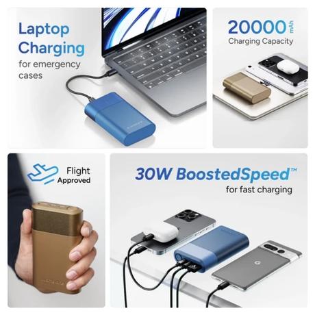 Ambrane Powerlit Duo 30 20000 mAh 33 W Power Bank, Golden-2