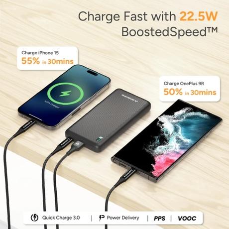 Ambrane Xtreme 10000 mAh 22.5 W Power Bank, Black-2