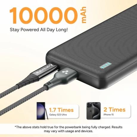 Ambrane Xtreme 10000 mAh 22.5 W Power Bank, Black-3